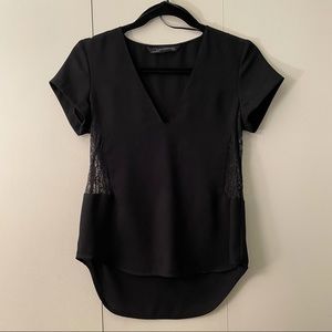 Black Zara top with lace cutouts